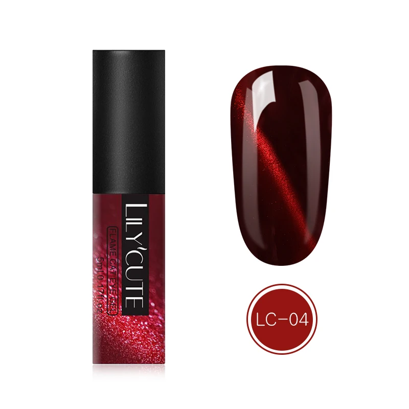 Red 4 LILYCUTE 5 мл светящийся Гель-лак для ногтей кошачий глаз магнит 7D Гибридный лак Полупостоянный лак для ногтей - Цвет: Red 4