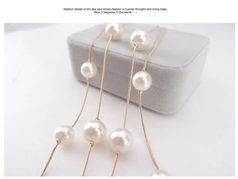 Korean version of the multi-layer fashion double-layer pearl sweater chain long decorative necklace