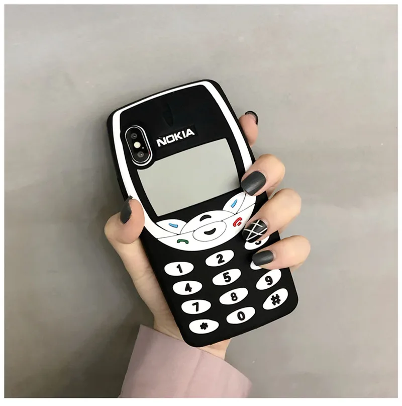 Старый силиконовый чехол для мобильного телефона iphone 11 Pro Max Xr X Xs Max 6 7 8 Plus, чехол с 3D рисунком, милый противоударный чехол - Цвет: Black color