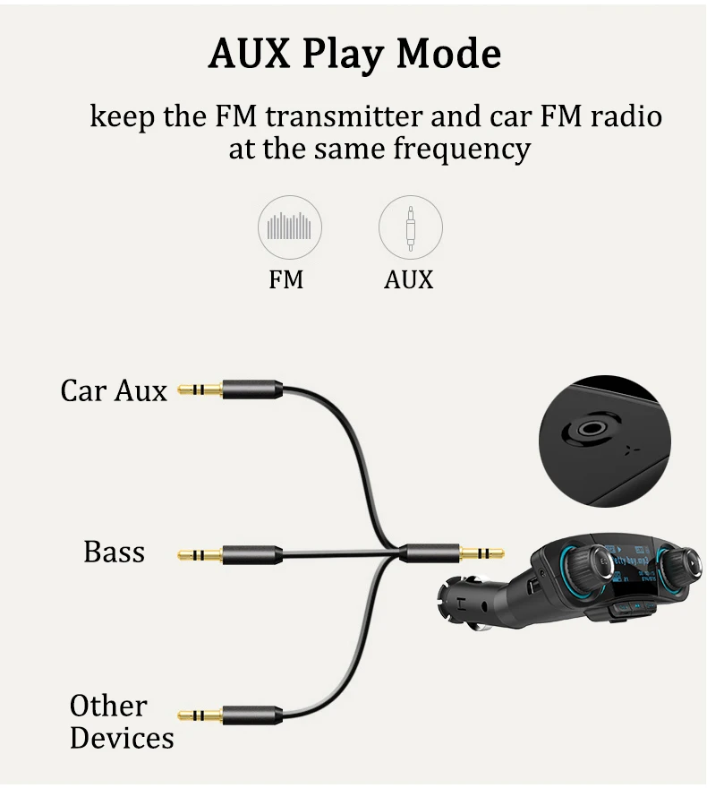 Fm передатчик Bluetooth Car USB Зарядное устройство Aux модулятор громкой связи Car Kit Car Audio MP3 плеер Беспроводной Bluetooth fm-передатчик