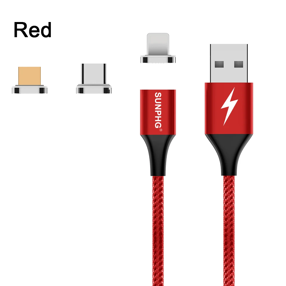 3 in 1 red SUNPHG 2 м mi cro USB Магнитный зарядный кабель 3A для sony xperia z3 быстрое зарядное устройство usb type c для iphone 5 6 8Plus на Ksio mi 6 mi 8 - Тип штекера: 3 in 1 red