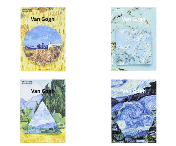 4pcs/lot Van Gogh memo pads Geometry Sticky Note Post It Starry night guestbook stickers Stationery Office School supplies 01927