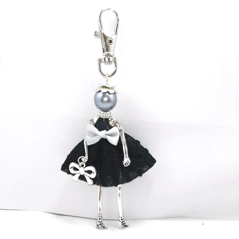 YLWHJJ Новые Черные милые брендовые брелоки для девочек ручной работы кукла бант
