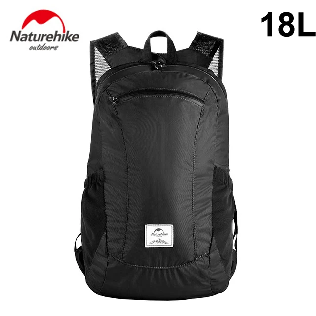 18L black Сверхлегкий портативный рюкзак для путешествий складной рюкзак водонепроницаемый небольшой дорожный рюкзак легкий велосипедный рюкзак для кемпинга - Цвет: 18L black
