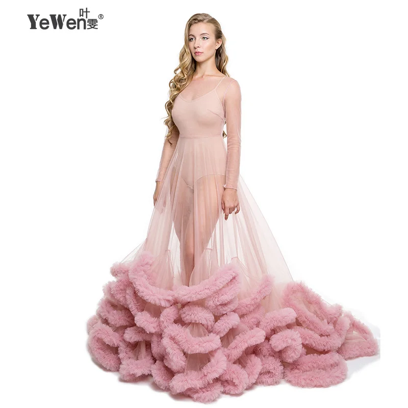 Сексуальное прозрачное облако платье королевский синий свадебное С Длинными