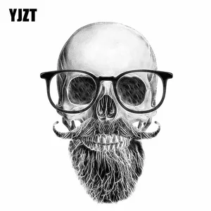 YJZT 11,4 см * 15,6 см забавная наклейка на автомобиль череп Усы Борода наклейка очки автомобильные аксессуары 6-0684