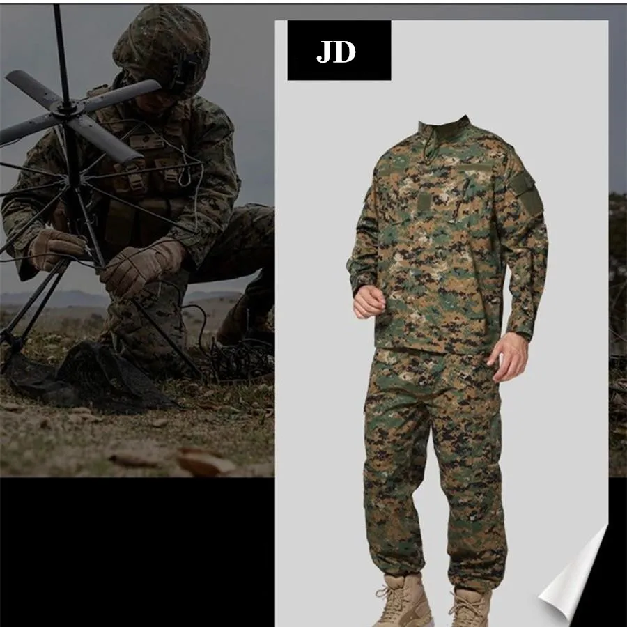 JD Военная форма, рубашка+ штаны, военный армейский костюм, толстый хлопок, камуфляжные костюмы, питоновая полевая камуфляжная Боевая форма CS, полевая - Цвет: JD