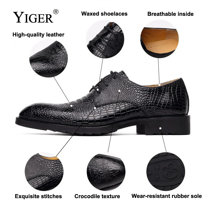 YIGER/Новинка Мужские модельные туфли мужские деловые из натуральной кожи