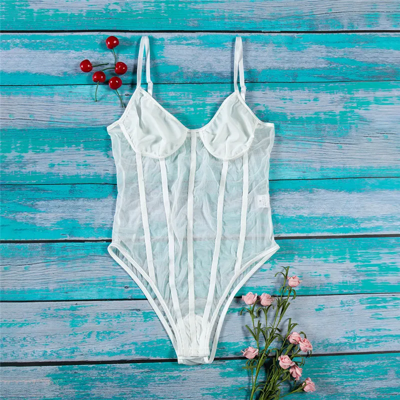 Тримеон сексуальное эротическое нижнее белье боди с бретельками и v-образным