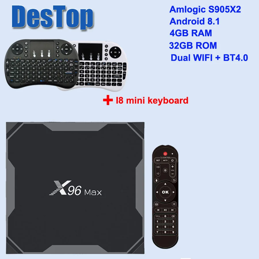 4GB 32GB I8 normal X96 MAX Android 9,0 Amlogic S905X2 X96MAX 4 Гб 64 Гб ТВ приставка 2,4G& 5 ГГц Wifi 1000 м H.265 4 к медиаплеер смарт-бокс 5 шт./лот - Цвет: 4GB 32GB I8 normal