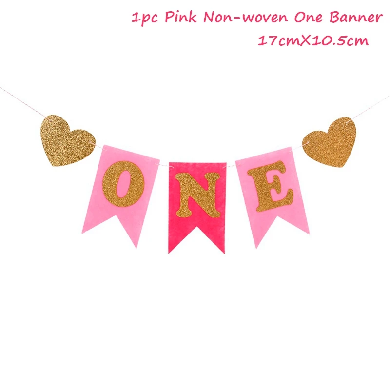 One pink QIFU, мой первый день рождения, воздушные шары с цифрами, воздушные шары для мальчиков и девочек, украшения для первого дня рождения, Детские праздничные шары, комплект - Цвет: One pink