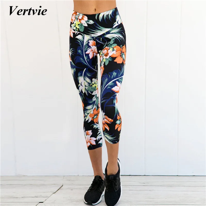 2018 женские брюки для фитнеса с цветочным принтом Спортивные Леггинсы пуш ап леди