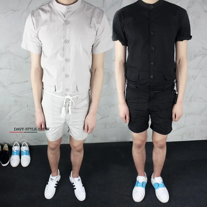 M-6XL!!!  Big yards men's trousers    male jumpsuit the trend of solid color slim one piece  male summer casual sho