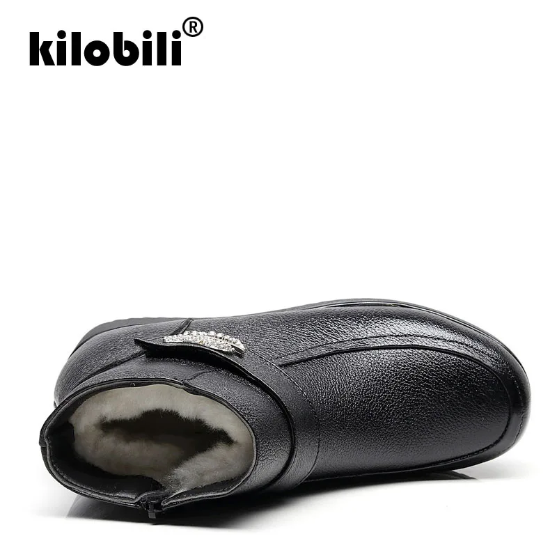 Kilobili/2019 г. зимние женские ботинки из коровьей кожи повседневные шерстяные
