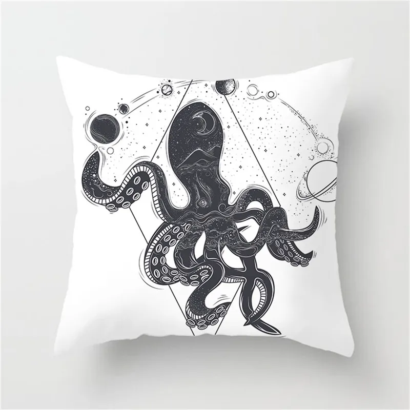 

Fuwatacchi Black And White Animal Cushion Cover Deer Horse Printed Pillow Polyester Decoration Bedroom Sofa Pillowcase 45cm*45cm