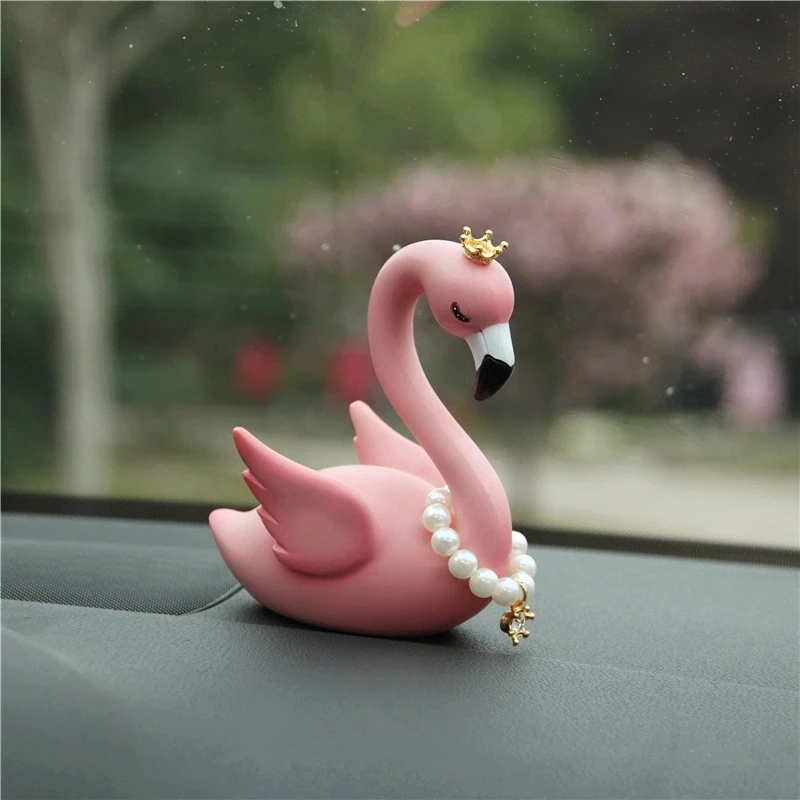 Фламинго с ожерельем украшение автомобиля Корона Lovebird розовый маятник