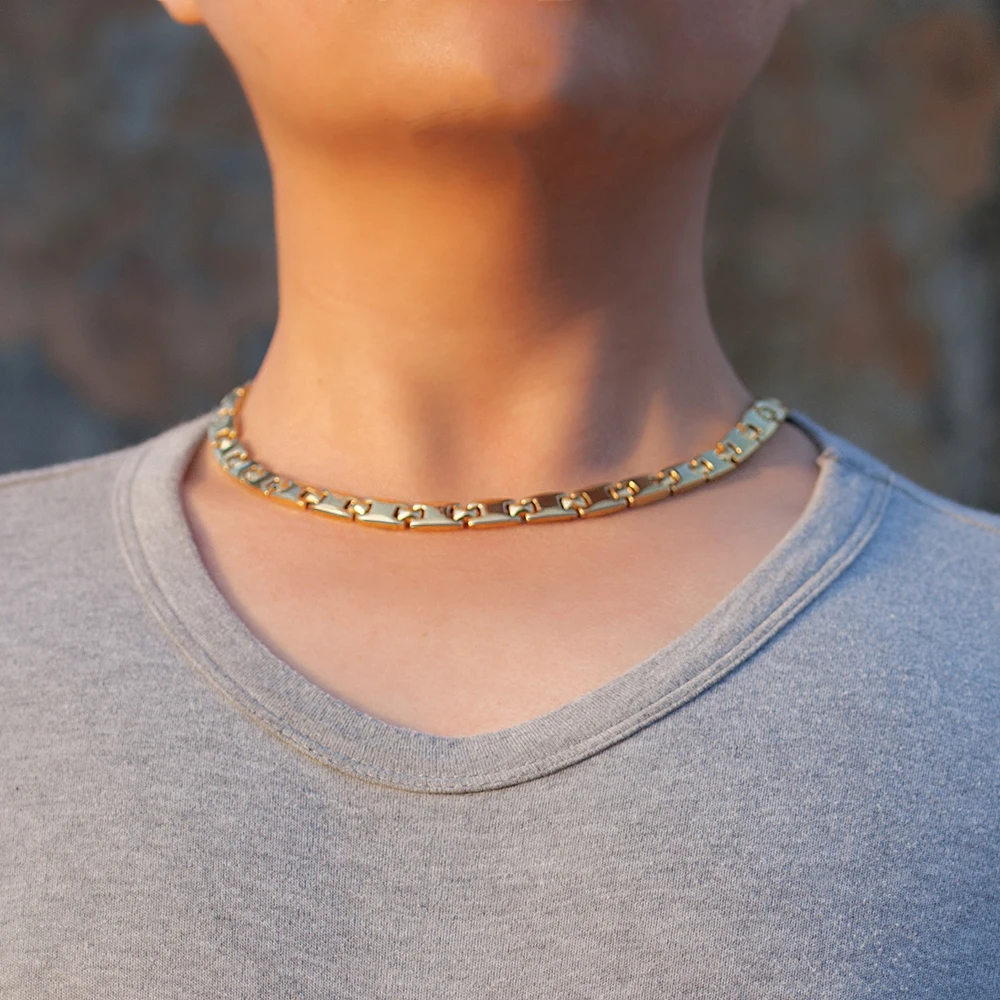 Vinterly Pure титановые ожерелья для женщин и мужчин цепочка цвета розового золота