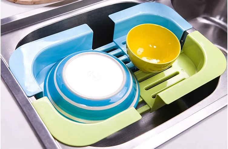 Kitchen drain rack sink sliding storage multifunctional plastic board retractable shelf Adjustable Length L-014 | Дом и сад