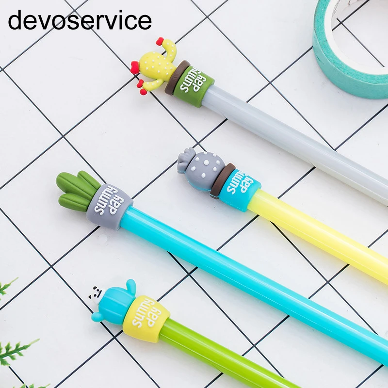 1 шт. гелевые ручки Кактус в горшке Мультяшные канцелярские принадлежности Милая