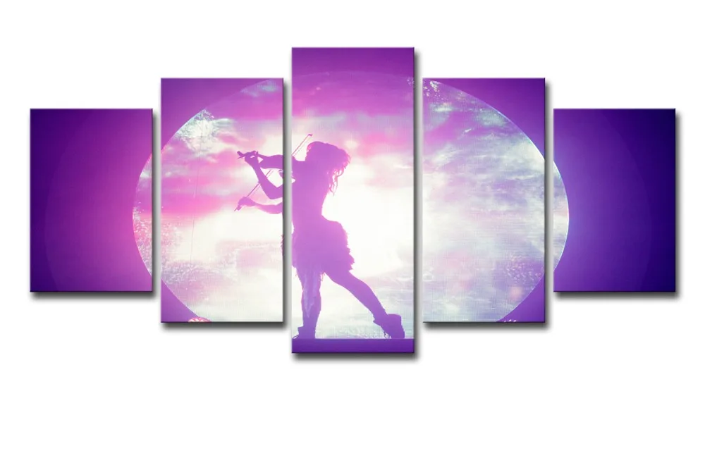 5 шт. Современная фиолетовая гитара девушка в Луне ночь ПЕЧАТЬ Плакаты