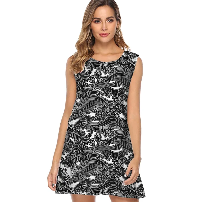 

New summer 2019 biology dress women Fashion Print Cute Party Dress Sleeveless O neck Casual Tide All-match Dresses