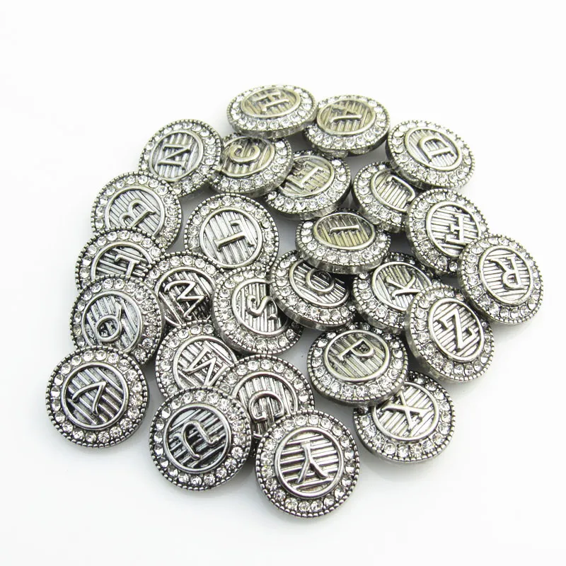 Оптовая продажа 52 шт./лот серебристого металла алфавит A Z кнопки Подвески Fit 18 мм