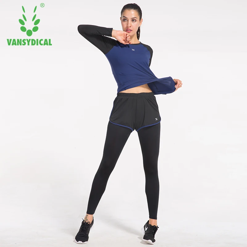 2018 Vansydical костюм для йоги женский спортивный осенне-зимние штаны Одежда фитнеса 2