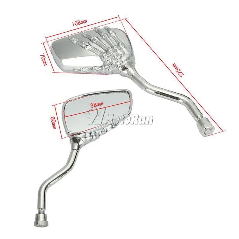 1 пара мотоциклетных зеркал заднего вида с черепом для Honda Suzuki Kawasaki /Shadow Spirit VT750 VT1100