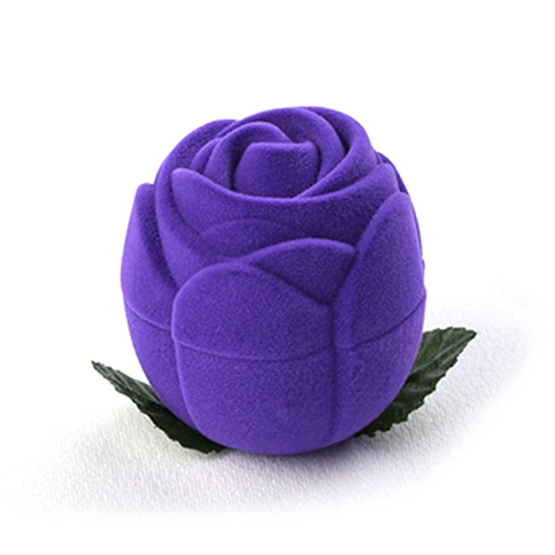 Purple 1 шт., портативная 3D коробка для ювелирных изделий, свадебное кольцо, Подарочный чехол, держатель для хранения сережек, подарочные коробки, красная роза для сережек, колец - Цвет: Purple