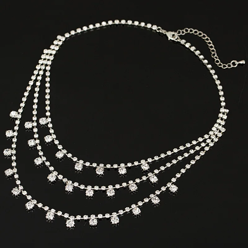 

Premium short cup chain studded sparkly crystal ladies versatile claw chain necklace
