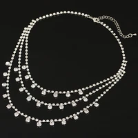 premium short cup chain studded sparkly crystal ladies versatile claw chain necklace