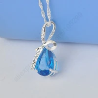 personality big light blue jewelry necklace 925 sterling silver cubic zirconia beautiful ocean felling design accessories
