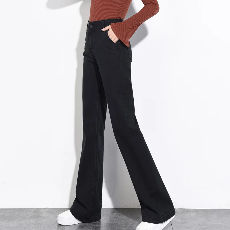 2021 осень и зима джинсы с высокой талией для женщин черные свободные прямые