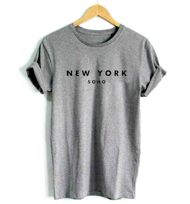 Женские футболки с надписью New York Soho хлопковая Повседневная забавная футболка