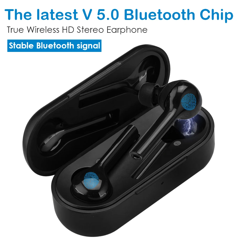 TWS V5.0 Bluetooth наушники Беспроводные Настоящие стереонаушники HiFi бас Спортивная