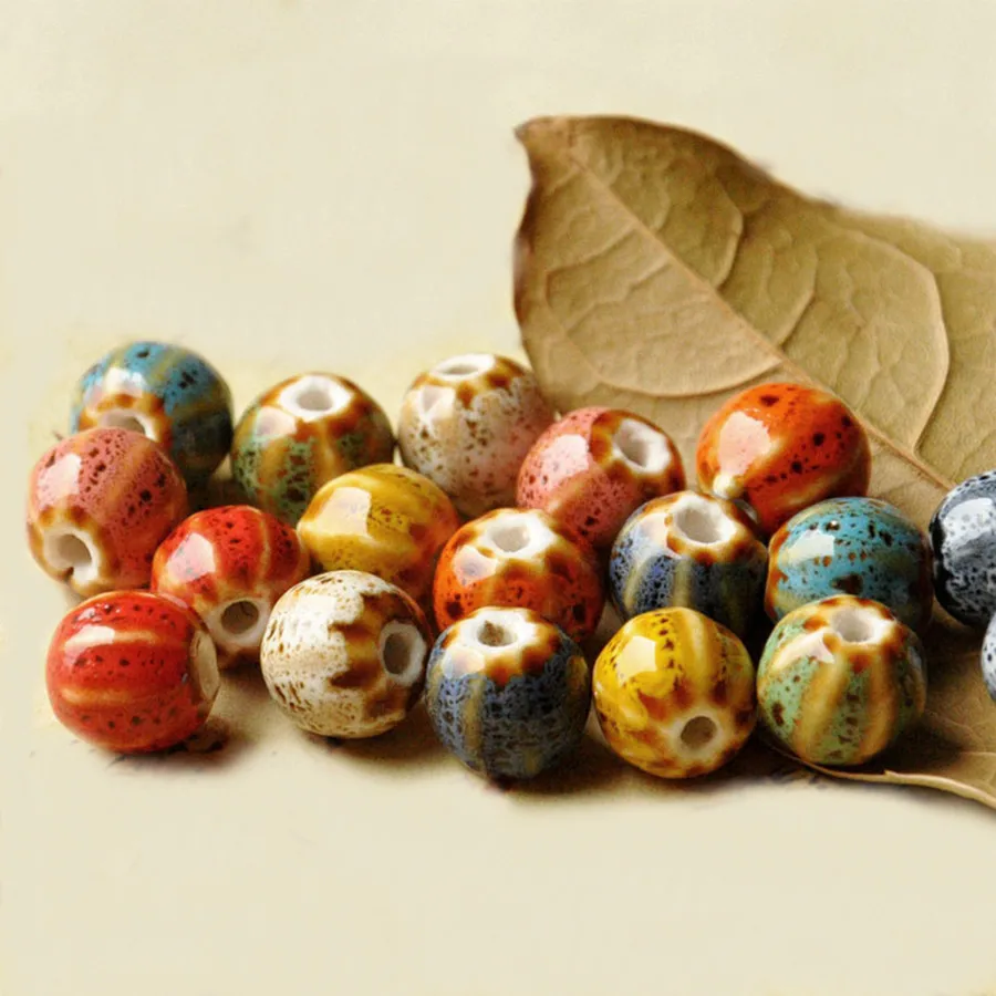 Круглые Арбузные керамические шарики SEA MEW 100 шт. 11 мм бисер с отверстием для