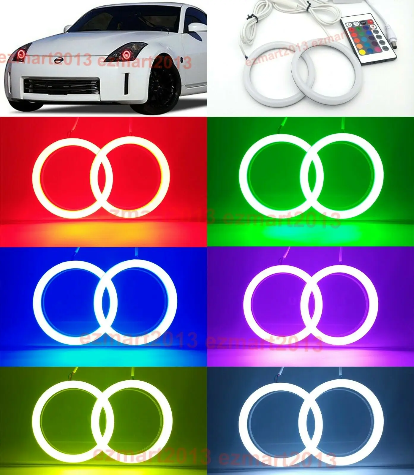 Хлопок RGB светодиодный halo кольца подходят для Nissan 350Z 2006 2009 автомобильные фары