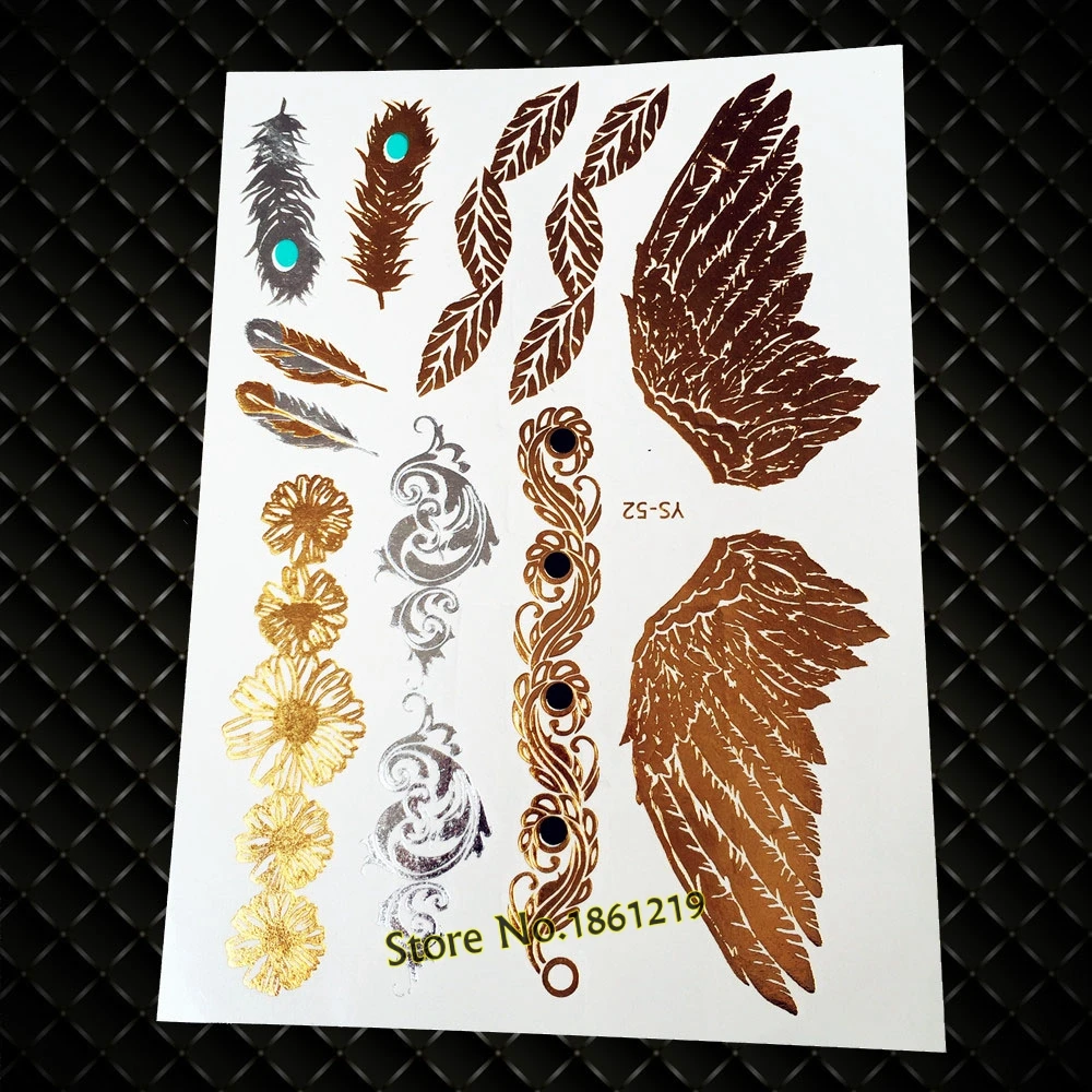 Популярные Фирменная Новинка Henna Стиль Временные татуировки Наклейки золото gj-52