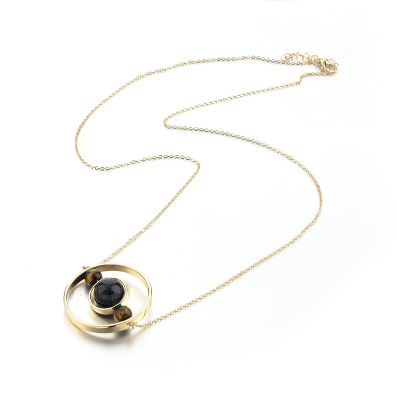 CHICVIE простой золотой круглый полый сплав галактика карта кулон с синим золотым