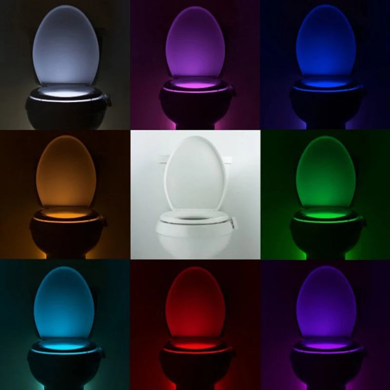 Туалет светильник светодиодный Ночной ing Rgb 8 цветов лампы аварийного Цвета