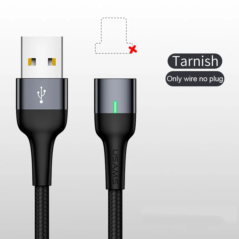 Only Cable Tarnish USAMS Магнитный кабель для Android Micro USB кабель для зарядки светодиодный светильник кабель для магнитного зарядного устройства кабель для samsung Xiaomi - Цвет: Only Cable Tarnish