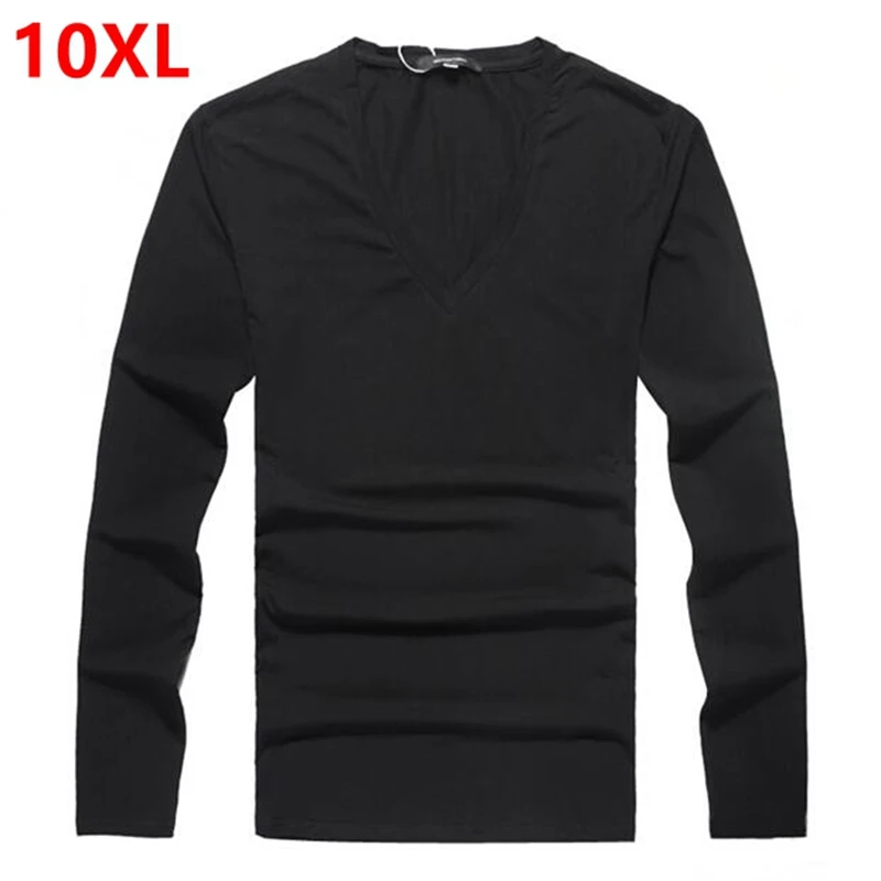 

Футболка с длинным рукавом и воротником из лайкры, 8XL, 10XL