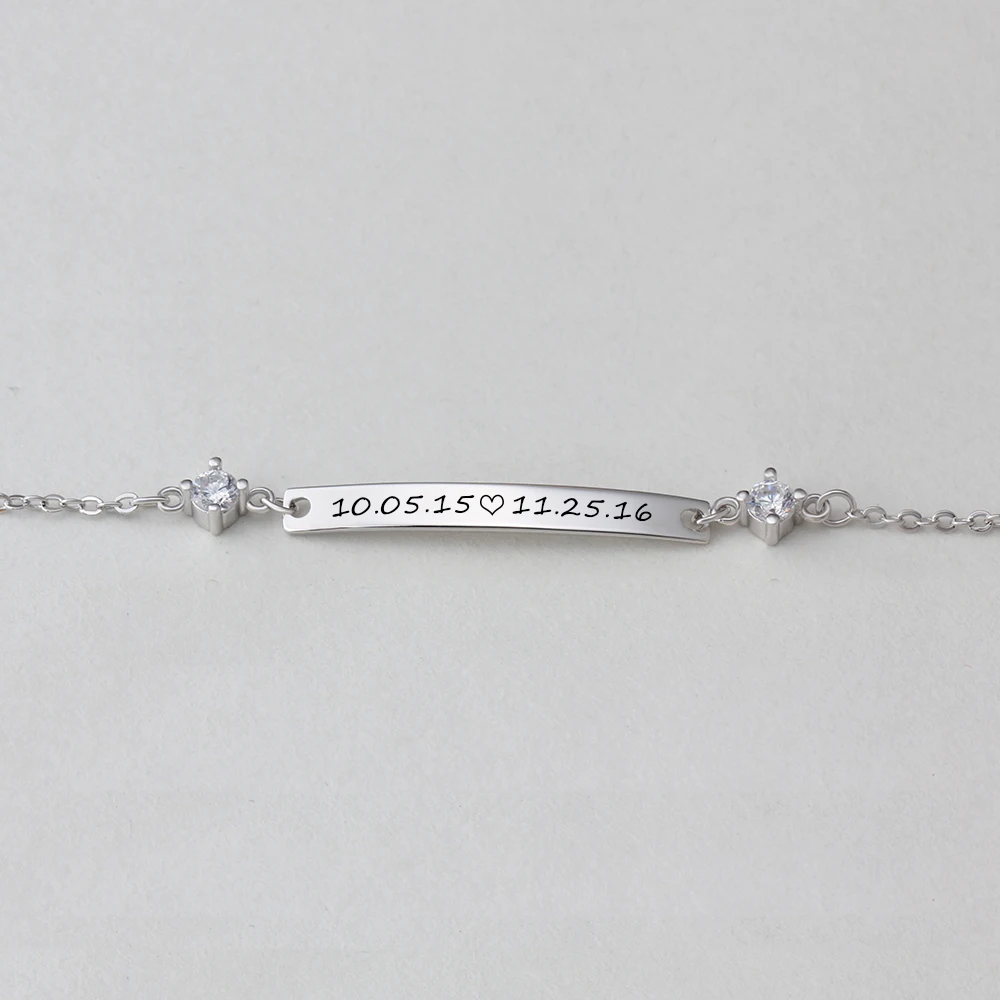 Персональный подарок ID braceles с кубического циркония настроить выгравировать имя