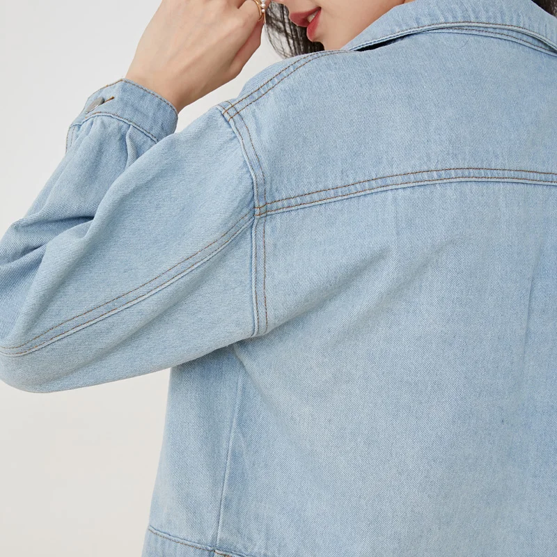 

Basic Jeans Jacket Women Black Light blue Spring Autumn Woman Denim Womens Coat And Jackets Jean Slim Short Type Jacket Feminina