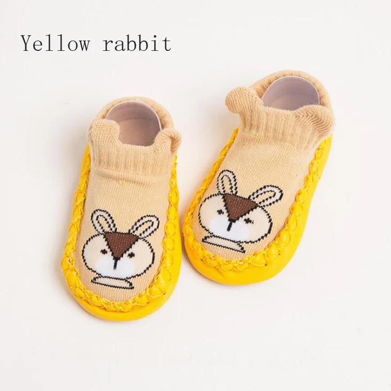 Yellow rabbit Новинка года; милые носки с рисунками животных для малышей; нескользящие носки для малышей - Цвет: Yellow rabbit