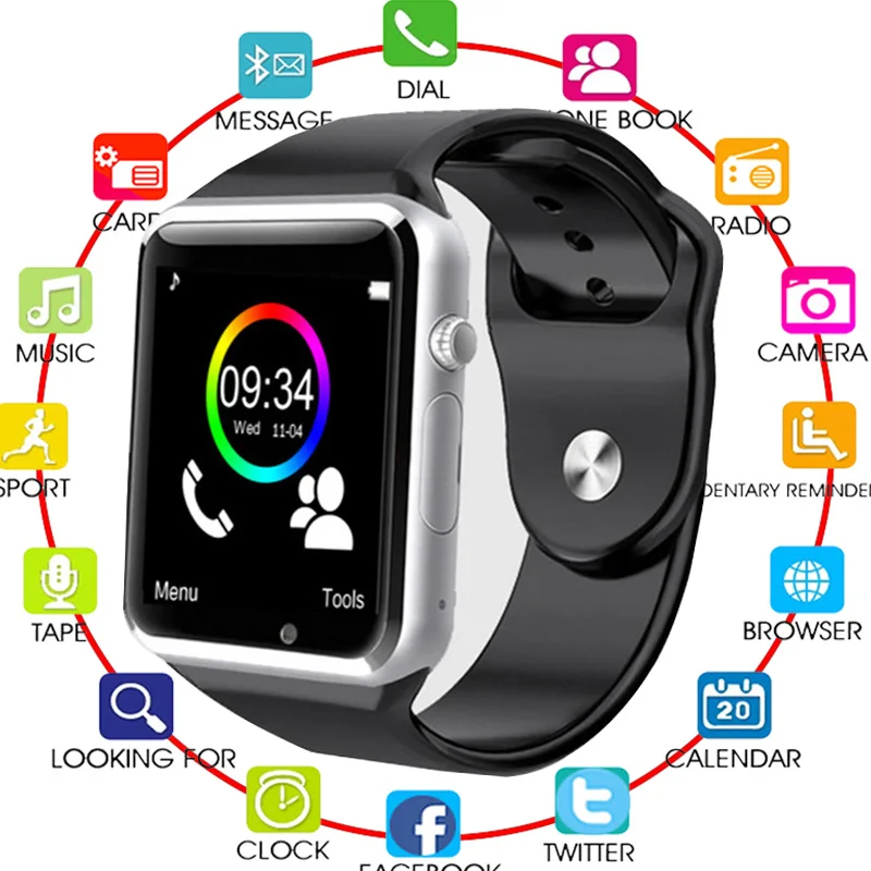 A1 наручные часы Bluetooth Смарт фитнес Шагомер одежда SIM Камера Smartwatch для Android