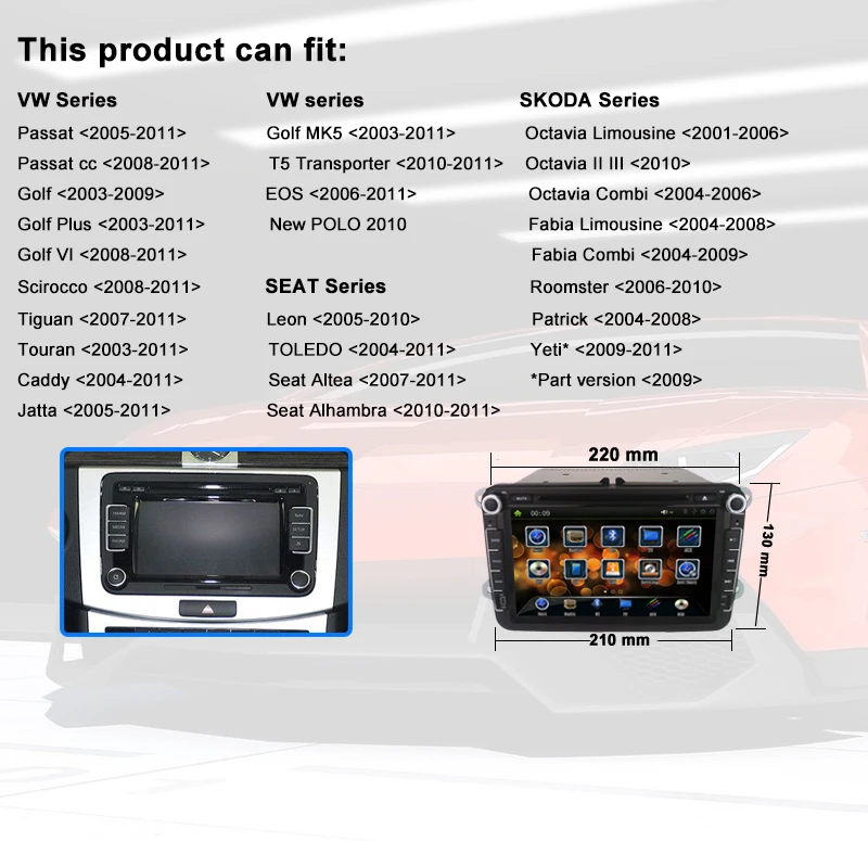 Joyous J-8613MX 8 2 Din для VW Volkswagen Golf Passat Jetta Tiguan &quotавтомобиль DVD GPS Navi Радио Управление