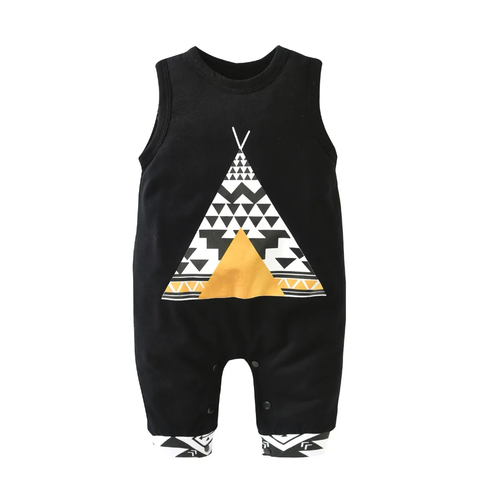 Летний стиль 2020 детский слитный комбинезон без рукавов с мультяшным принтом для