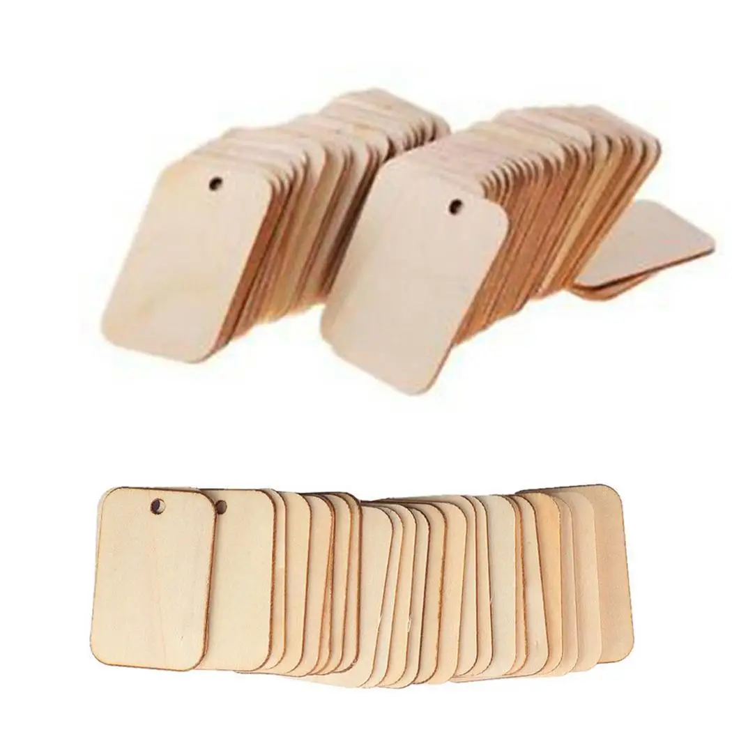 100 шт. деревянный ярлык Незаконченный прямоугольник пустое дерево подарки бирки