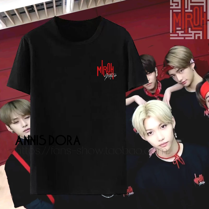 Stray Kids Cle 1: футболка с коротким рукавом и логотипом в том же стиле|Мужские